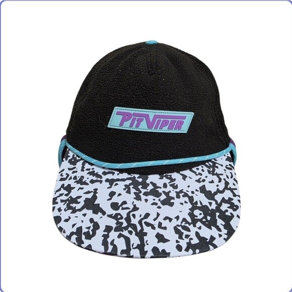 Pit Viper Ear Flaps Ski Hat RARE Retro 90s Styled Cap Fleece Multicolor Party - Picture 1 of 9